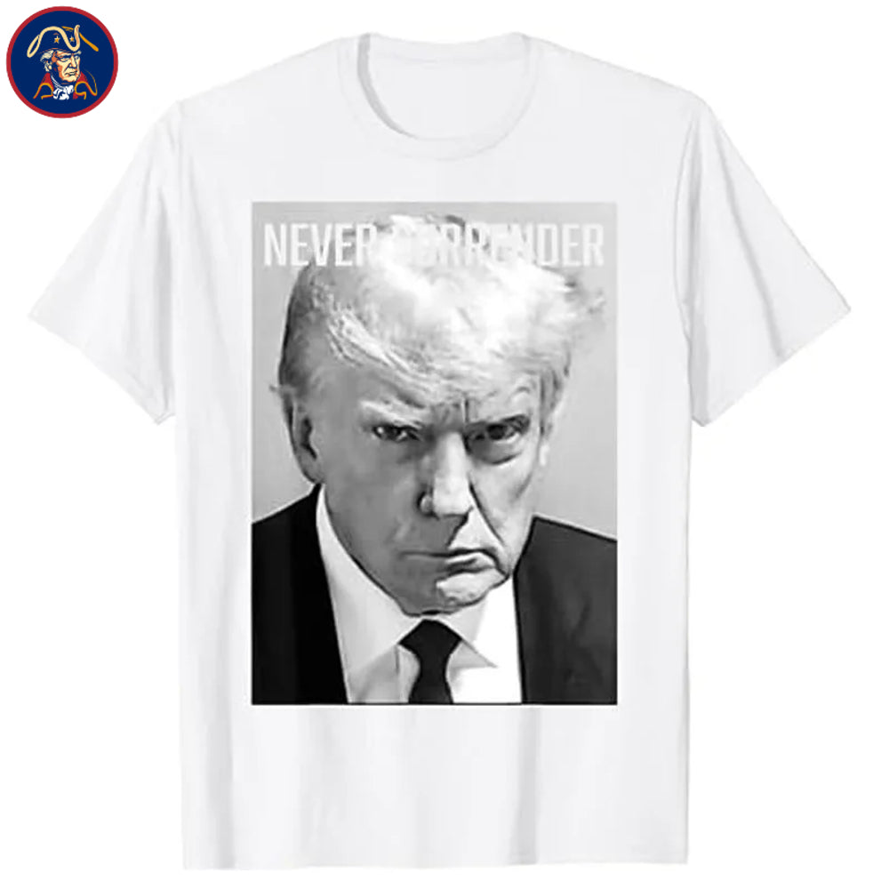 Never Surrender Trump Mugshot T-shirt